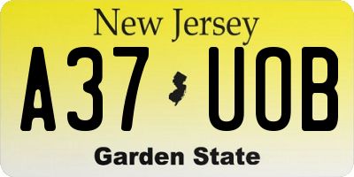 NJ license plate A37UOB