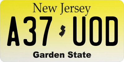 NJ license plate A37UOD