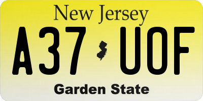 NJ license plate A37UOF