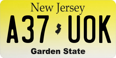 NJ license plate A37UOK