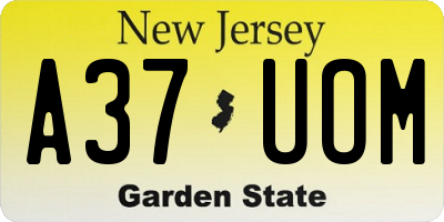 NJ license plate A37UOM
