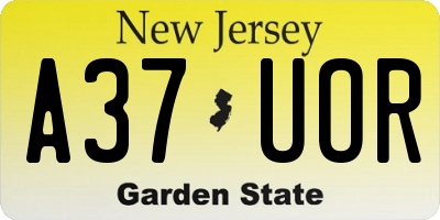 NJ license plate A37UOR