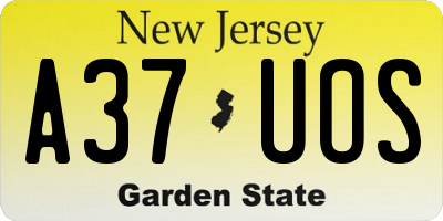 NJ license plate A37UOS