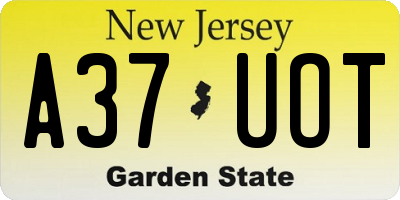 NJ license plate A37UOT