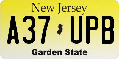 NJ license plate A37UPB