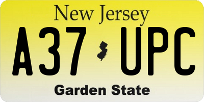 NJ license plate A37UPC