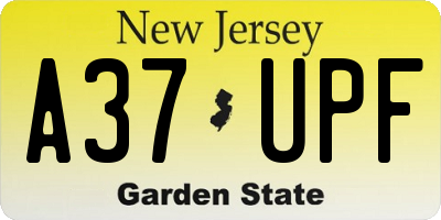 NJ license plate A37UPF
