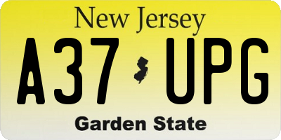 NJ license plate A37UPG
