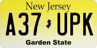 NJ license plate A37UPK