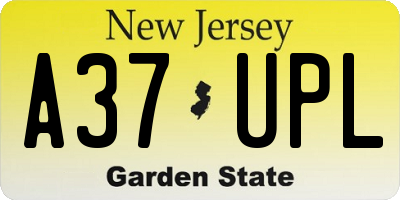NJ license plate A37UPL