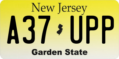 NJ license plate A37UPP