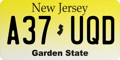 NJ license plate A37UQD