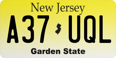 NJ license plate A37UQL