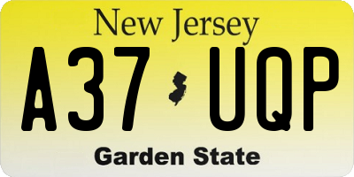 NJ license plate A37UQP