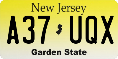 NJ license plate A37UQX