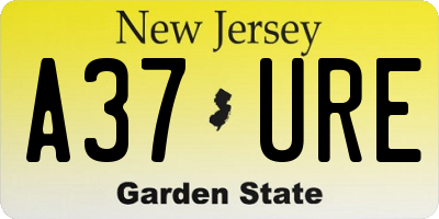 NJ license plate A37URE