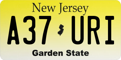 NJ license plate A37URI