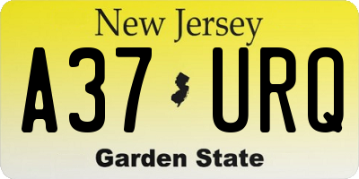 NJ license plate A37URQ