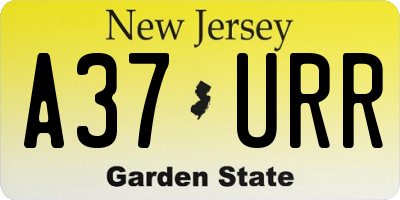 NJ license plate A37URR