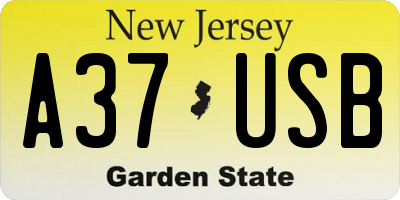 NJ license plate A37USB