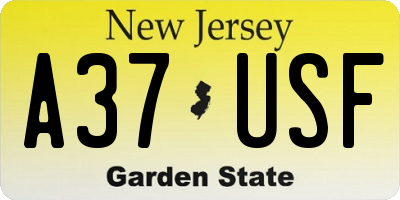 NJ license plate A37USF