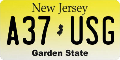 NJ license plate A37USG