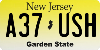NJ license plate A37USH