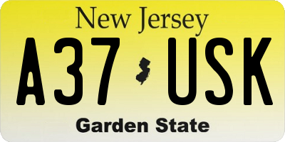 NJ license plate A37USK
