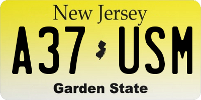 NJ license plate A37USM