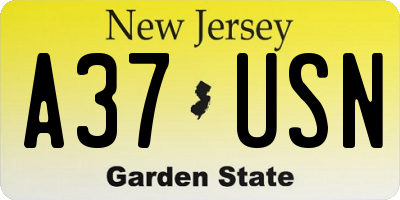 NJ license plate A37USN