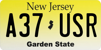 NJ license plate A37USR