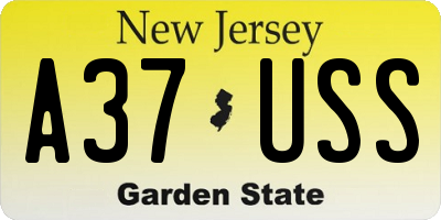 NJ license plate A37USS