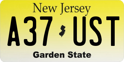 NJ license plate A37UST
