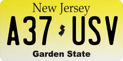 NJ license plate A37USV