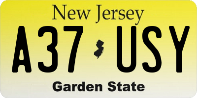 NJ license plate A37USY
