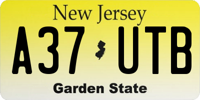 NJ license plate A37UTB