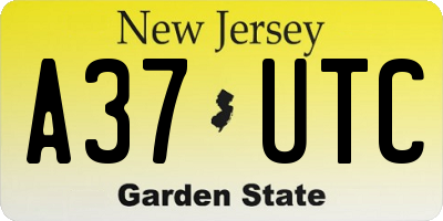 NJ license plate A37UTC