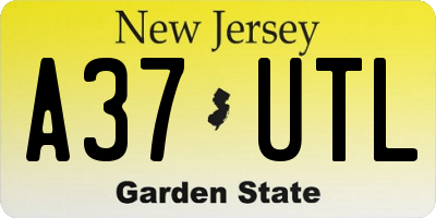 NJ license plate A37UTL