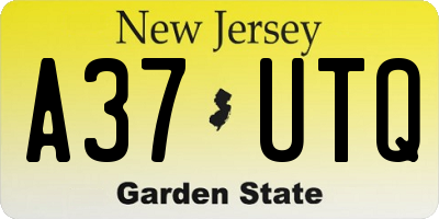 NJ license plate A37UTQ