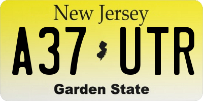 NJ license plate A37UTR