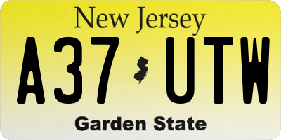 NJ license plate A37UTW