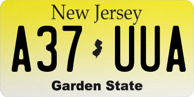 NJ license plate A37UUA