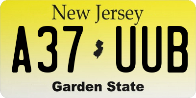 NJ license plate A37UUB