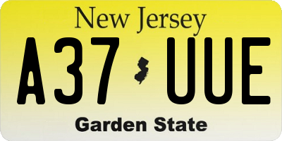 NJ license plate A37UUE