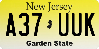 NJ license plate A37UUK