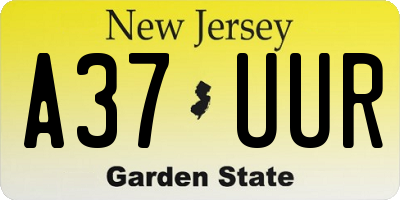 NJ license plate A37UUR