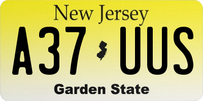 NJ license plate A37UUS