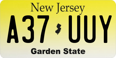NJ license plate A37UUY