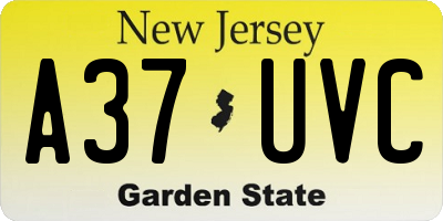 NJ license plate A37UVC