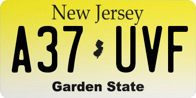 NJ license plate A37UVF